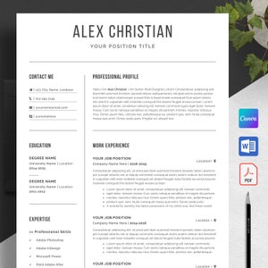 Modern Resume Template Fully Customizable in Word & Canva on any device anywhere | Instant Access | Free Resume Writing Guide