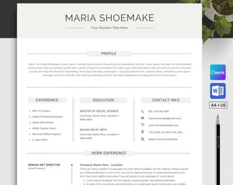 Professional Resume Template for Word and Canva | Modern CV Design + Bonus Writing Guide