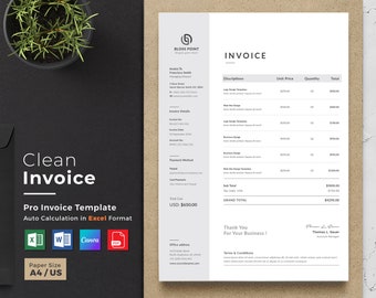 Invoice Template | Invoice Design | MS Excel Auto Calculation features | Receipt | Word Invoice | Photography Invoice | Business Invoice