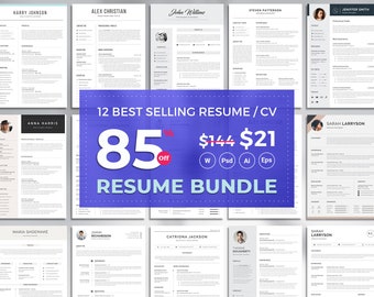 Professional Resume Template | Top Selling Resume/CV Big Bundle | Resume Template for Word | CV  + Cover Letter & References | Modern Resume