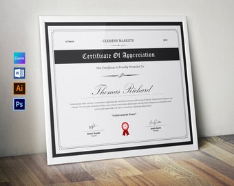 Certificate Template | Printable Award Certificate | Clean Certificates | Simple Design | Editable MS Word | Certificate of Achievement