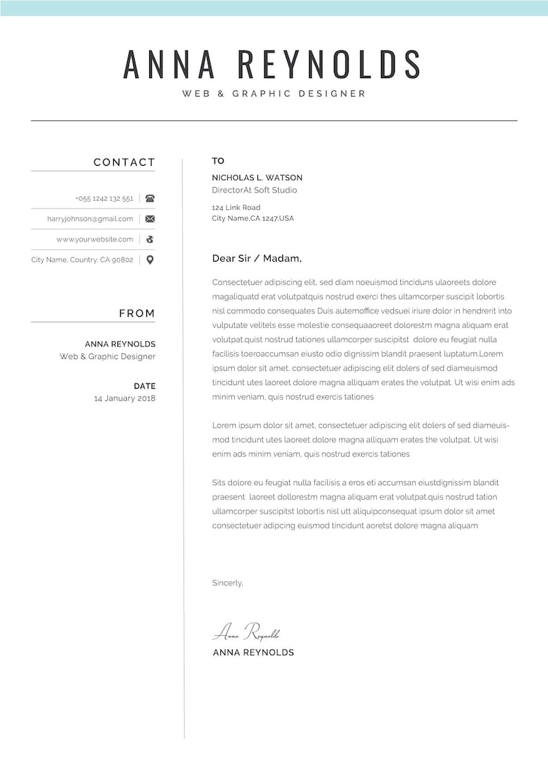 Professional Resume Template Resume Template Word CV - Etsy