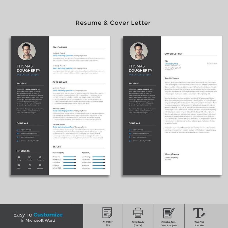 Resume Template Modern Professional Resume Template for Etsy Resume Template Modern Professional Resume Template for Etsy