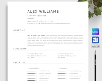 Resume Template Word & Canva  | ATS-Friendly | Modern Minimalist Design | Clean and Simple CV Format With Free Resume Writing Guide