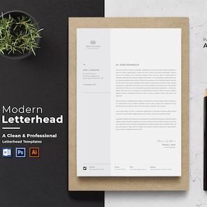 Plantilla de membrete / Membrete comercial / Membrete corporativo / Membrete de Word / Diseño de membrete / Editable / Imprimible