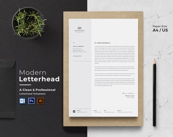 Letterhead Template |  Business Letterhead |  Corporate Letterhead | Word Letterhead |  Letterhead Design | Editable | Printable