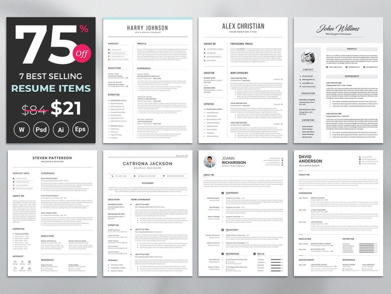 Professional Resume Template Modern And Creative Resume Templates Top Selling Resume/CV Big Bundle Word Resume Instant Download image 1