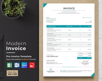 Printable Invoice Estimate template, Editable Template, Invoice Template, Billing Template, Word Invoice, Business Forms, Printable Estimate