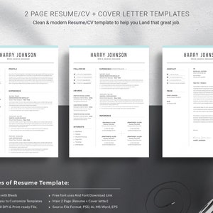 Professional Resume Template Modern And Creative Resume Templates Top Selling Resume/CV Big Bundle Word Resume Instant Download image 2