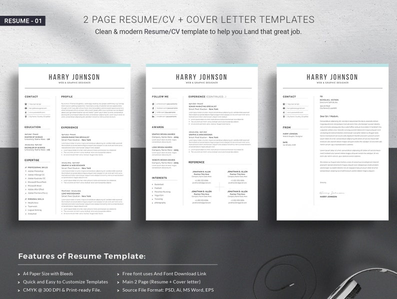 Professional Resume Template Modern And Creative Resume Templates Top Selling Resume/CV Big Bundle Word Resume Instant Download image 2