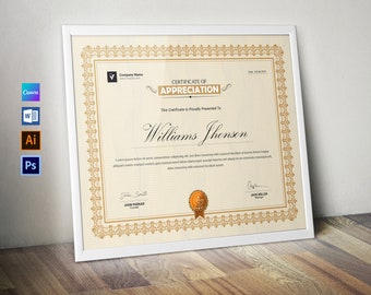 Certificate Template | Certificate Design |  Word | Illustrator | Photoshop | Editable | Printable | Certificate of Achievement