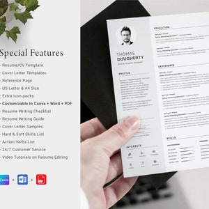 Resume Template Modern & Professional Resume Template for Word and Canva CV Resume Cover Letter Free Resume Writing Guide image 4