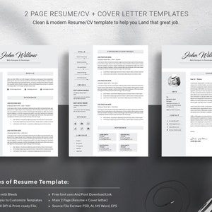 Professional Resume Template Modern And Creative Resume Templates Top Selling Resume/CV Big Bundle Word Resume Instant Download image 4