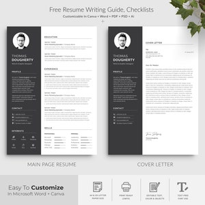 Resume Template Modern & Professional Resume Template for Word and Canva CV Resume Cover Letter Free Resume Writing Guide image 6