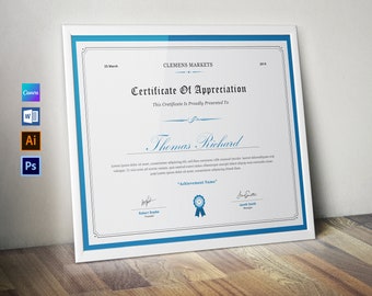 Certificate Template | Editable MS Word | Certificate of Achievement | Printable Award Certificate | Instant Download