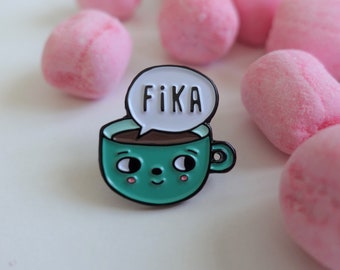 Green Fika Sweden inspired enamel pin