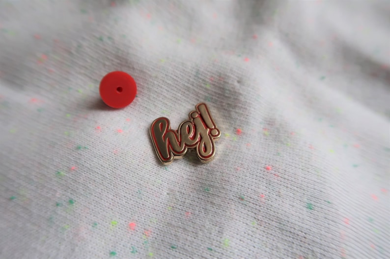 Hej in red Sweden inspired enamel pin image 4