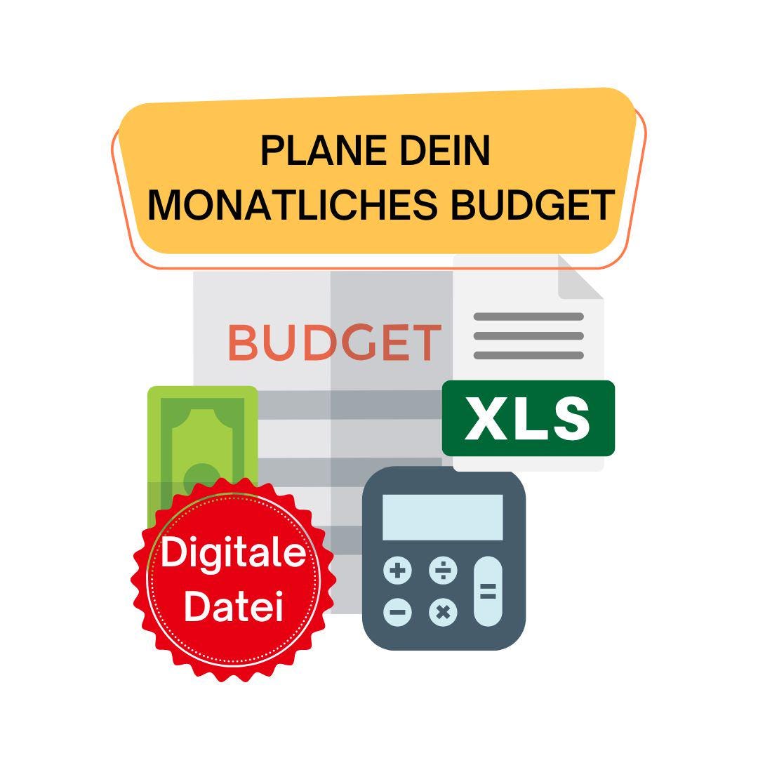 簡単な予算プランナー - Plane deine Einahmen Ausgaben Sparen - Digitale Excel Datei