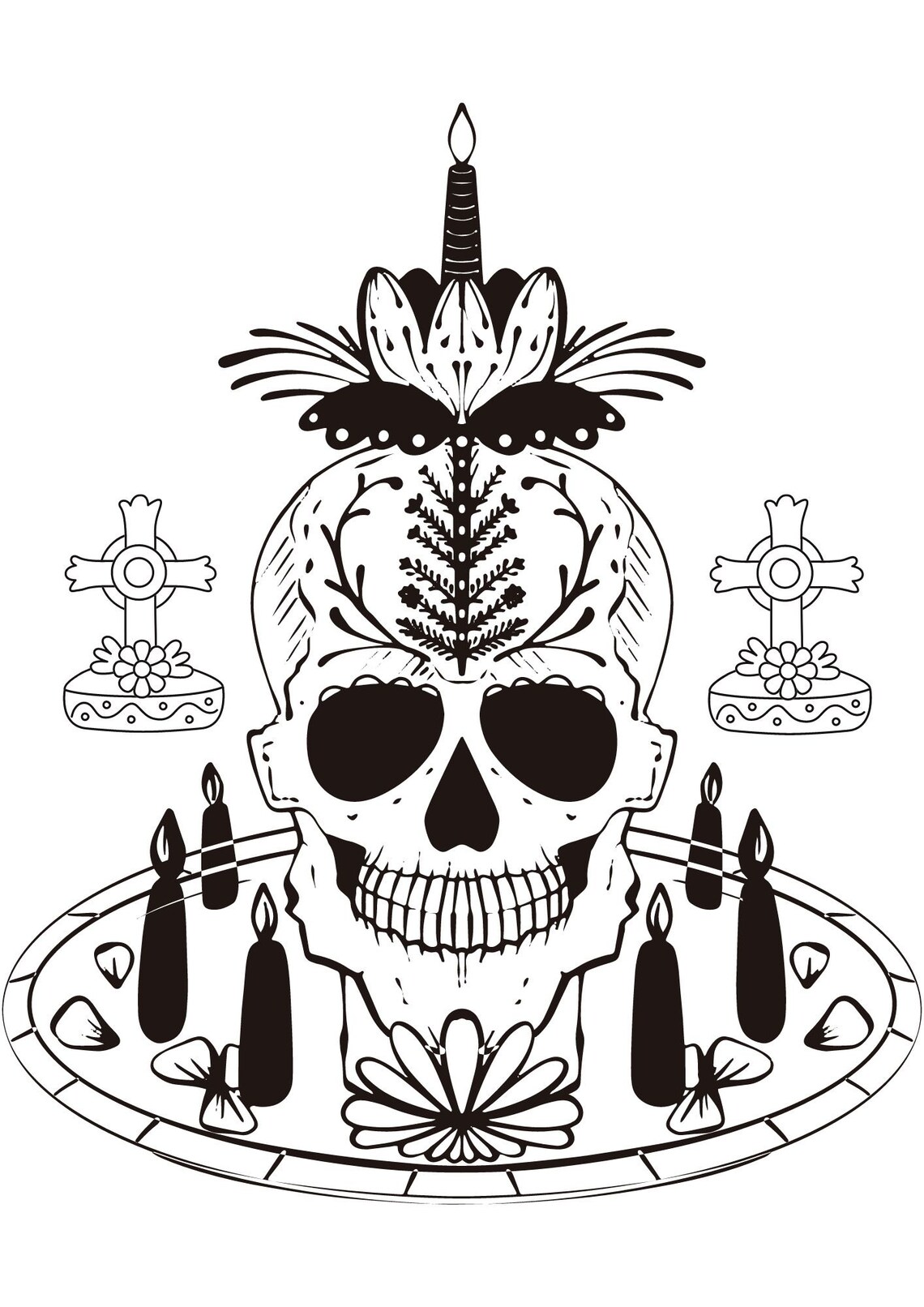 Dia De Muertos Colouring Pages Printable Diy Craft - Etsy