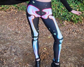 Adorabones Black & Rainbow Adult Skeleton Leggings