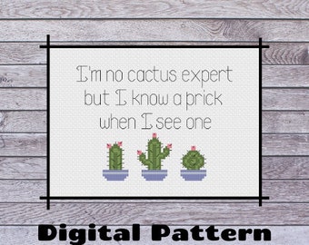 Cactus Cross Stitch Pattern | Adult Cross Stitch | Snarky | Crude | Funny | Sarcastic Cross Stitch