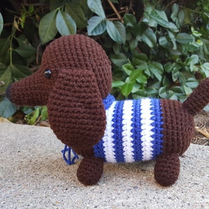 Speelgoedteckel | Gevulde teckel | Gevulde Doxie | Gevulde Weiner-hond | Amigurumi teckel | Gehaakte teckel