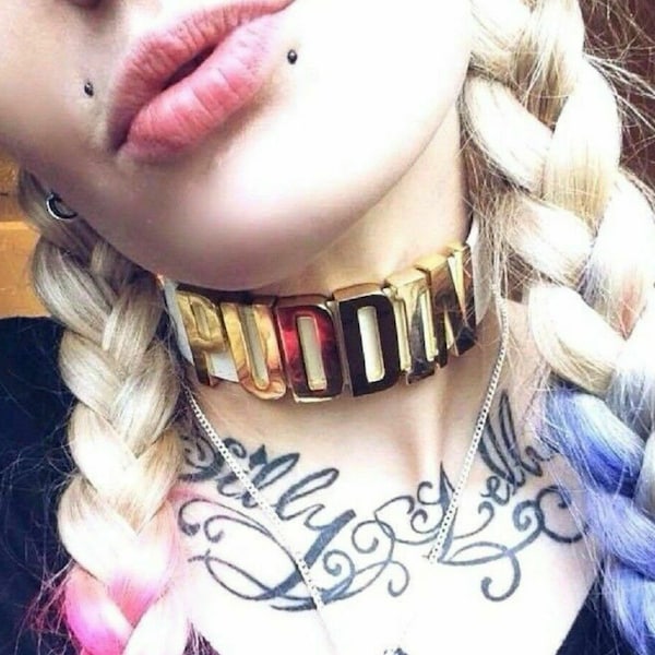 Custom Thick Collar Choker Personalised with 35mm letters BDSM/DDLG Cosplay Choker Words Princess, Puddin, Baby, Daddy up to 8 letters.