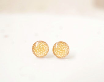 Mellow Yellow Spot Studs, Hypoallergenic Surgical Steel, Stud Earrings, Polka DotEarrings