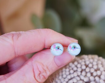 Hummingbird Earrings, Bird Earrings, Pastel Earrings, Small Earrings, Stud Earrings, Glass Earrings,