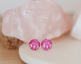 Pink Paisley Earrings, Paisley Earrings, Retro Earrings