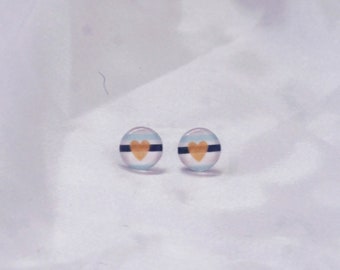 Pastel Heart Studs, Hypoallergenic Surgical Steel Earrings