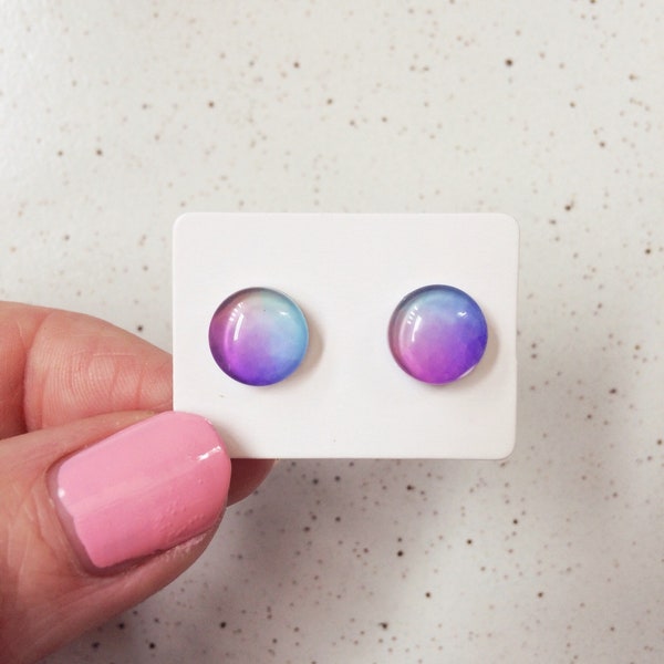 Summer Ombre Studs, Hypoallergenic Surgical Steel, Small Stud Earrings