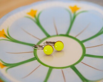 Lever-Back Frutti Yellow Earrings, Hypoallergenic Surgical Steel, Dangly Earrings, Lever Back Earrings