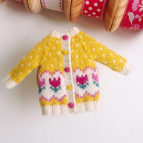 Cardigan handmade for Blythe. Blythe knitted cardigan. Blythe doll clothes. Blythe outfit.