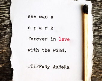 Hand-Typed Notecard: "She was a spark" Poem