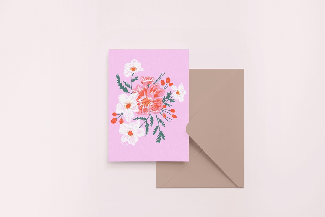 Pretty Floral Greeting Card - Blank Inside - Etsy