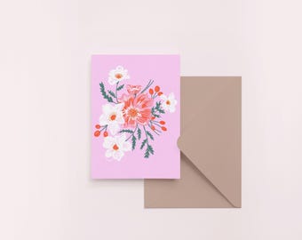Jolie carte de voeux florale - vierge à l'intérieur