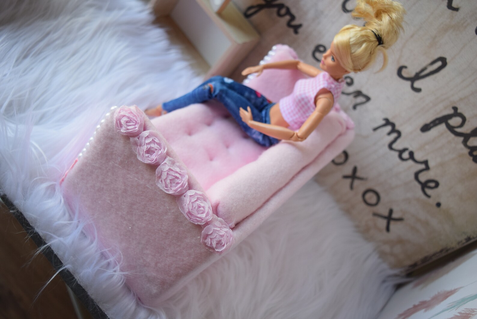 Barbie modern couch/doll sofa 16 scale barbie couch/shabby Etsy