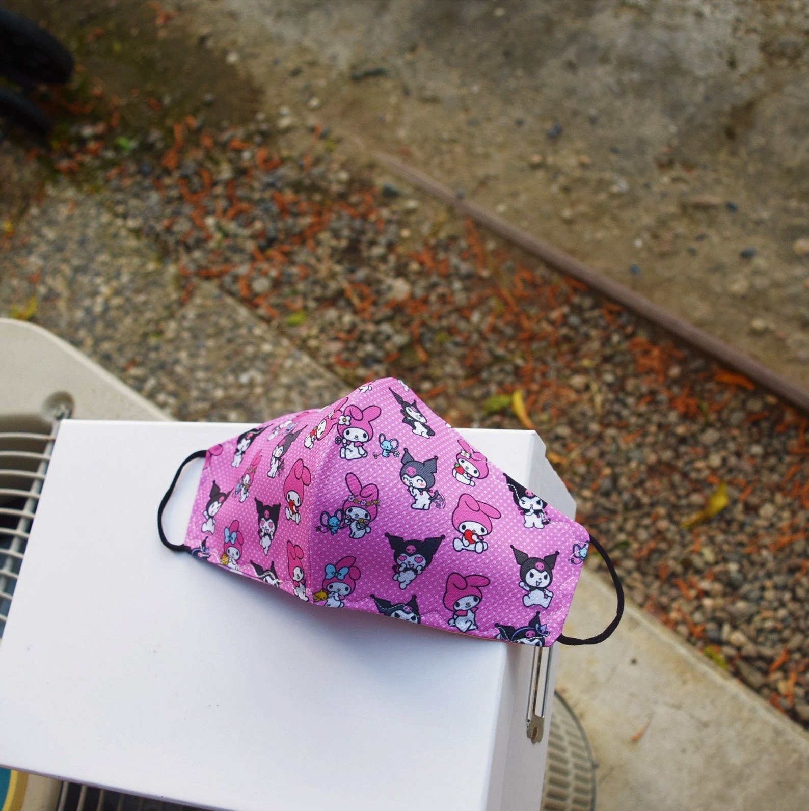 Kuromi face mask/my melody face cover/3 layer mask/pink face Etsy