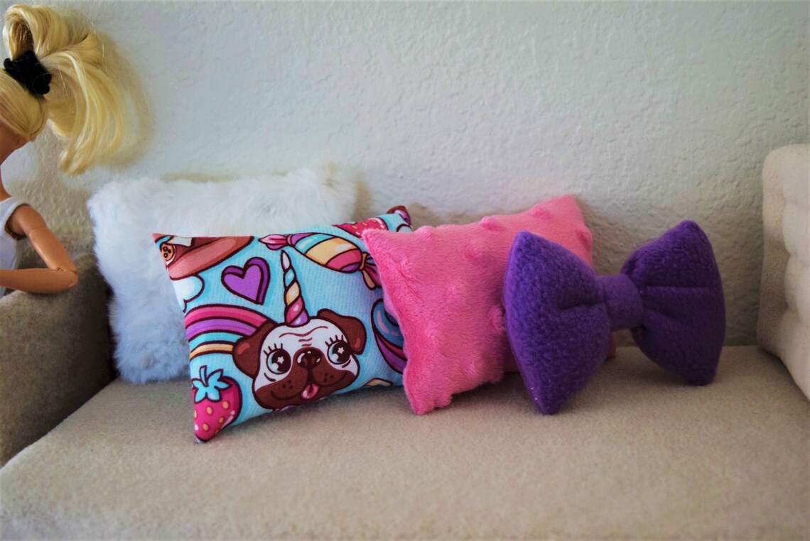Barbie size pillow set of 4/doll pillow/bow pillow/doll accent Etsy
