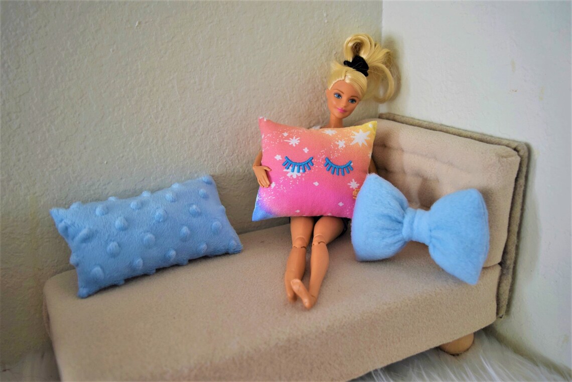 Barbie size pillows/set of 3/bow shape pillow/doll pillow/set Etsy