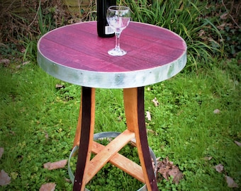Bar table , H 80 cm, D 55 cm ( recycling of wine barrels)