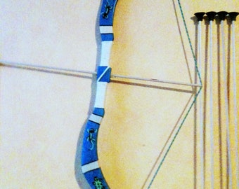wooden bow waist 75 cm for children from 6 years + 5 arrows and 1 target paper