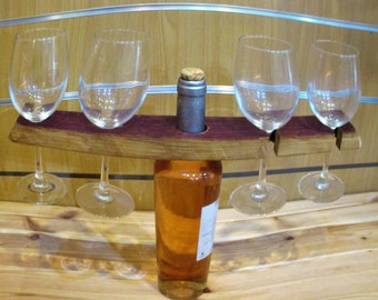 Wooden glass holder ( 4 glasses) , size 45 cm, ( barrel stave of Bordeaux wine