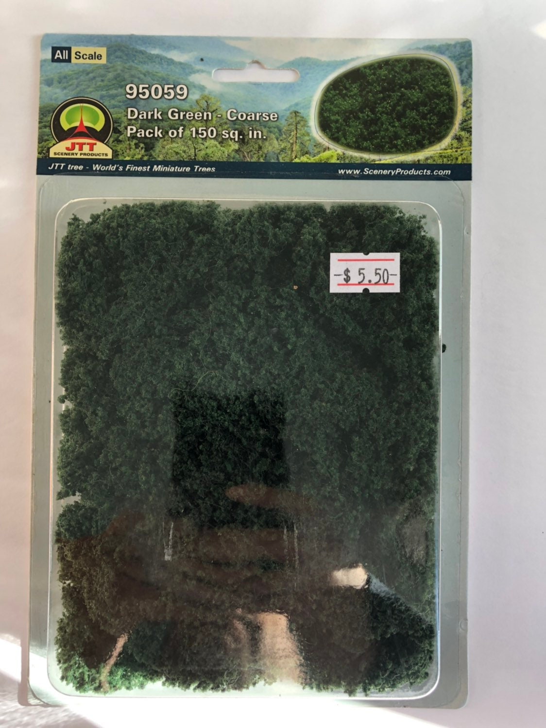 150 sq in 95059 JTT Scenery Products Dark Green Foliage-Fiber Clusters Coarse 
