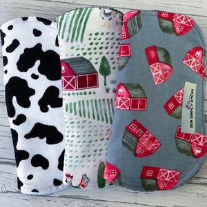 Farm Burp Cloths | Baby Boy Farm Theme | Cow Print Gift | Baby Burp Cloths | Farm Gift for Baby | Farm Nursery | Red Barn | Ranch | Farmer