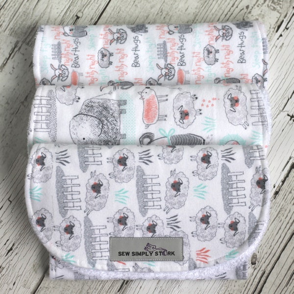 Baby Animals Burp Cloths | Nursery Animals | Sheep Baby Gift | Baby Burp Cloths | Counting Sheep Nursery | Sheep Baby Shower