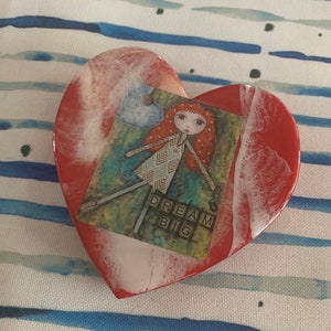 Dream Big Red Wood Desk Heart