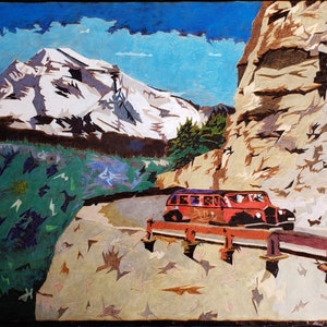 Wohnkultur, Holzbrennen, Buntstift, Wandkunst, Landschaft, Glacier National Park, "Going the Way of the Sun"