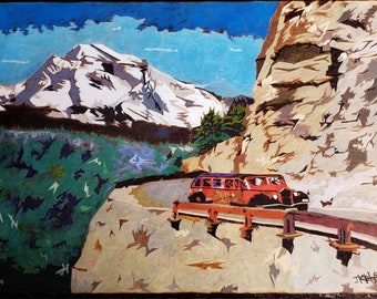 Home Decor, Wood Burning, Colored Pencil, Wall Art, Landscape, Glacier National Park, "Going the Way of the Sun"